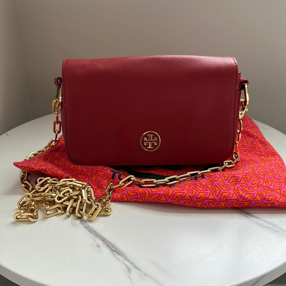 Tory Burch Robinson Chain red crossbody